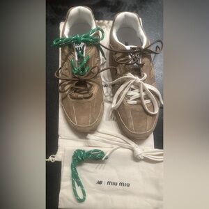 Miu and New Balance suede sneakers